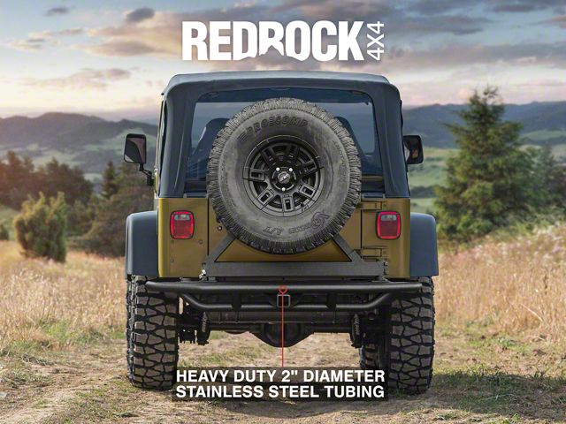 RedRock Jeep Wrangler Tubular Rock Crawler Rear Bumper with RedRock Jeep Wrangler Tubular Rock Crawler Rear Bumper with