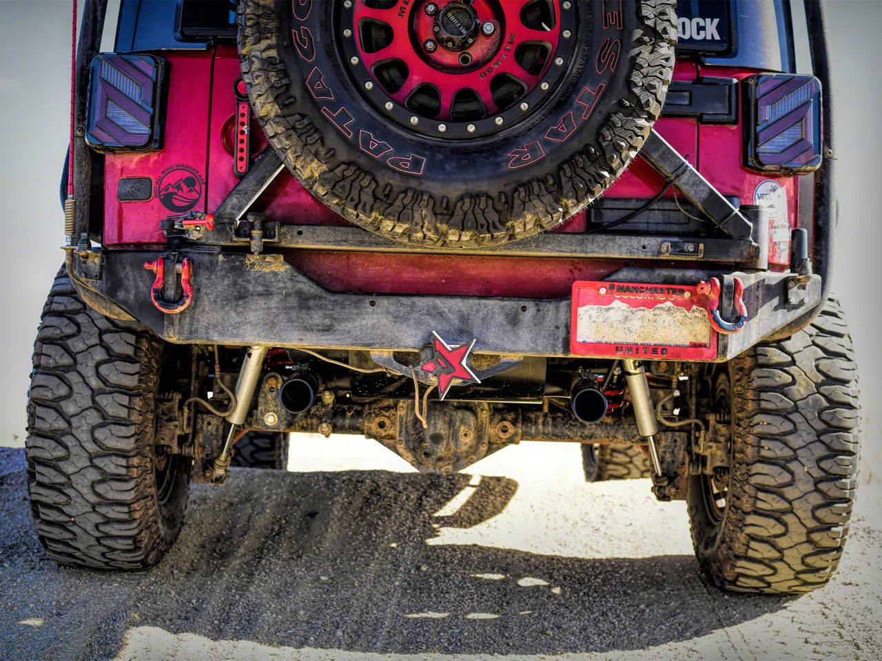 RedRock Jeep Wrangler Dual Outlet Axle-Back Exhaust with Black