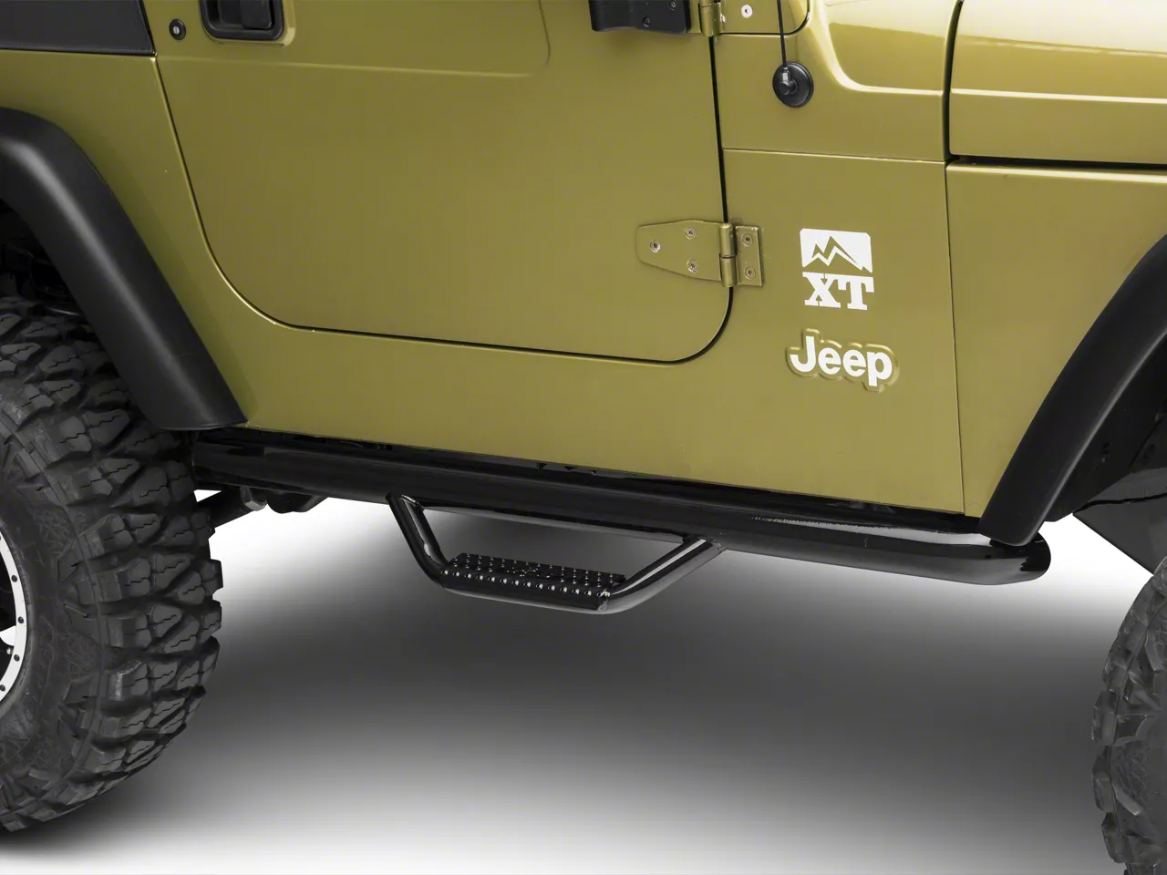 N-Fab Jeep Wrangler Wheel 2 Wheel Nerf Side Step Bars; Gloss Black