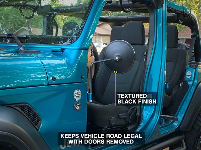 Barricade Jeep Wrangler Round Adventure Mirrors; Textured Barricade Jeep Wrangler Round Adventure Mirrors; Textured