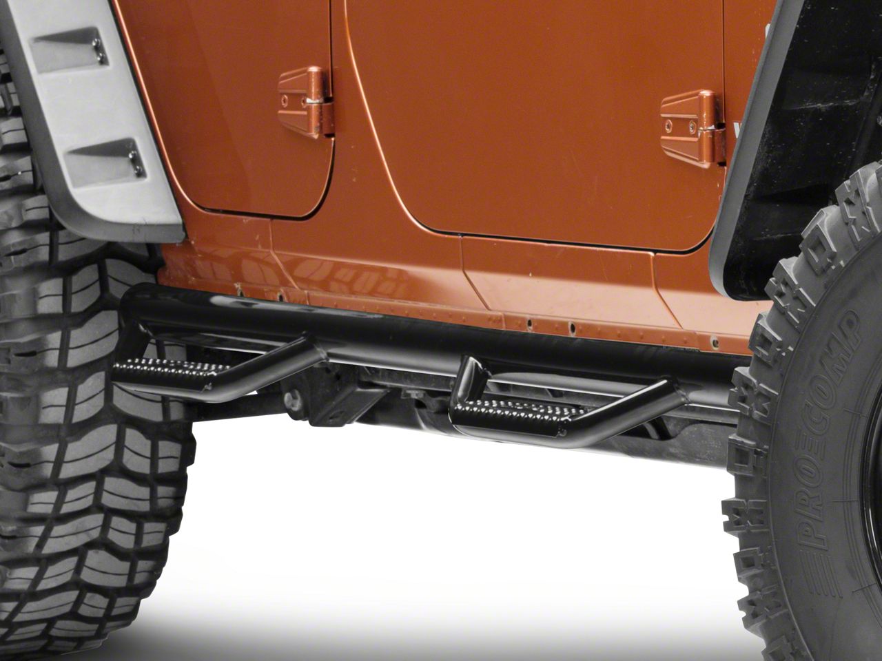 N-Fab Jeep Wrangler Wheel 2 Wheel Nerf Side Step Bars; Gloss Black