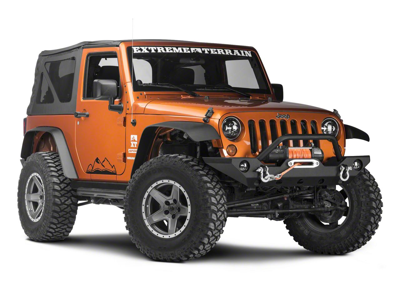 SEC10 Jeep Wrangler Large Mountain Graphic; Matte Black