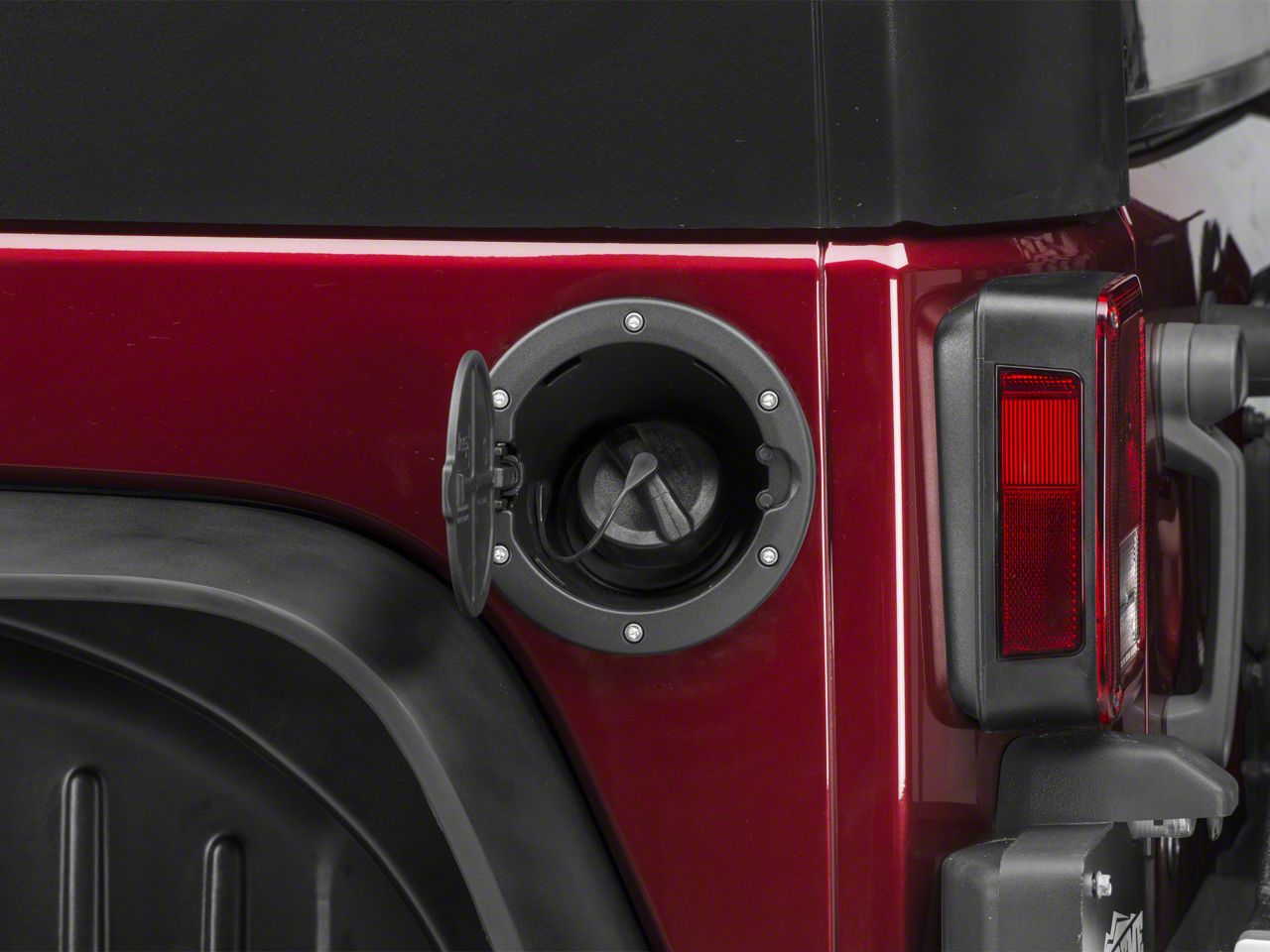 Mopar Jeep Wrangler Fuel Door with Jeep Logo; Satin Black J106916 Mopar Jeep Wrangler Fuel Door with Jeep Logo; Satin Black J106916