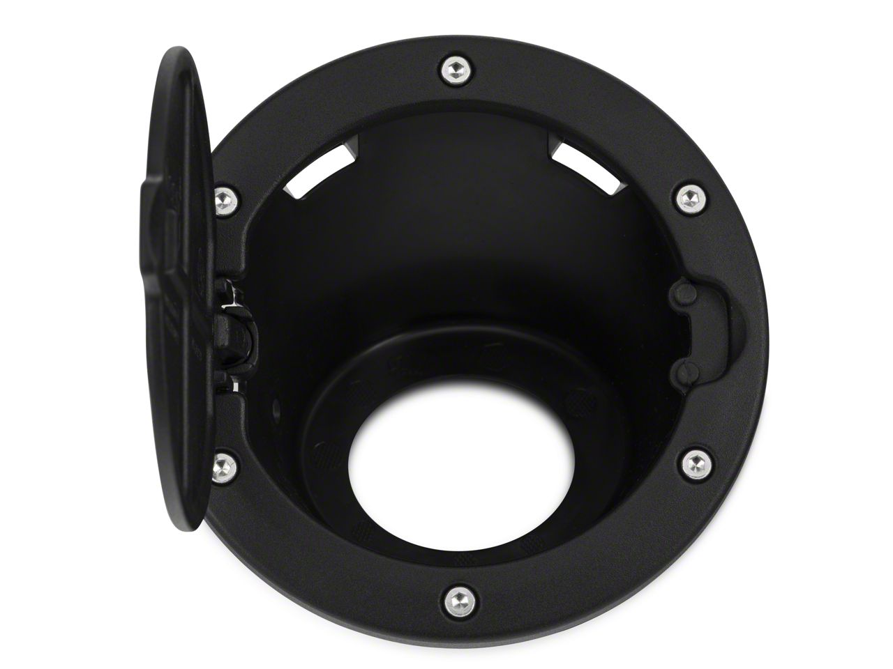 Mopar Jeep Wrangler Fuel Door with Jeep Logo; Satin Black J106916