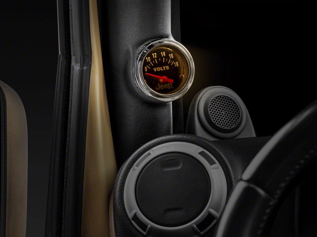 Auto Meter Jeep Cherokee MOPAR Series 2-5/8-Inch Voltmeter Gauge; 8-18V