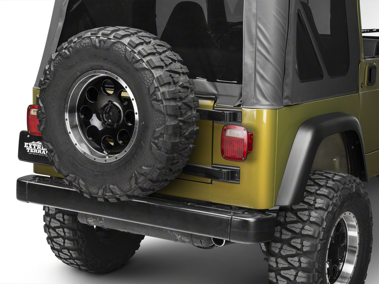 Pair Of Steel Rear Tailgate Hinges For Jeep Wrangler TJ 1997-2006 - Black, Hooke Road
