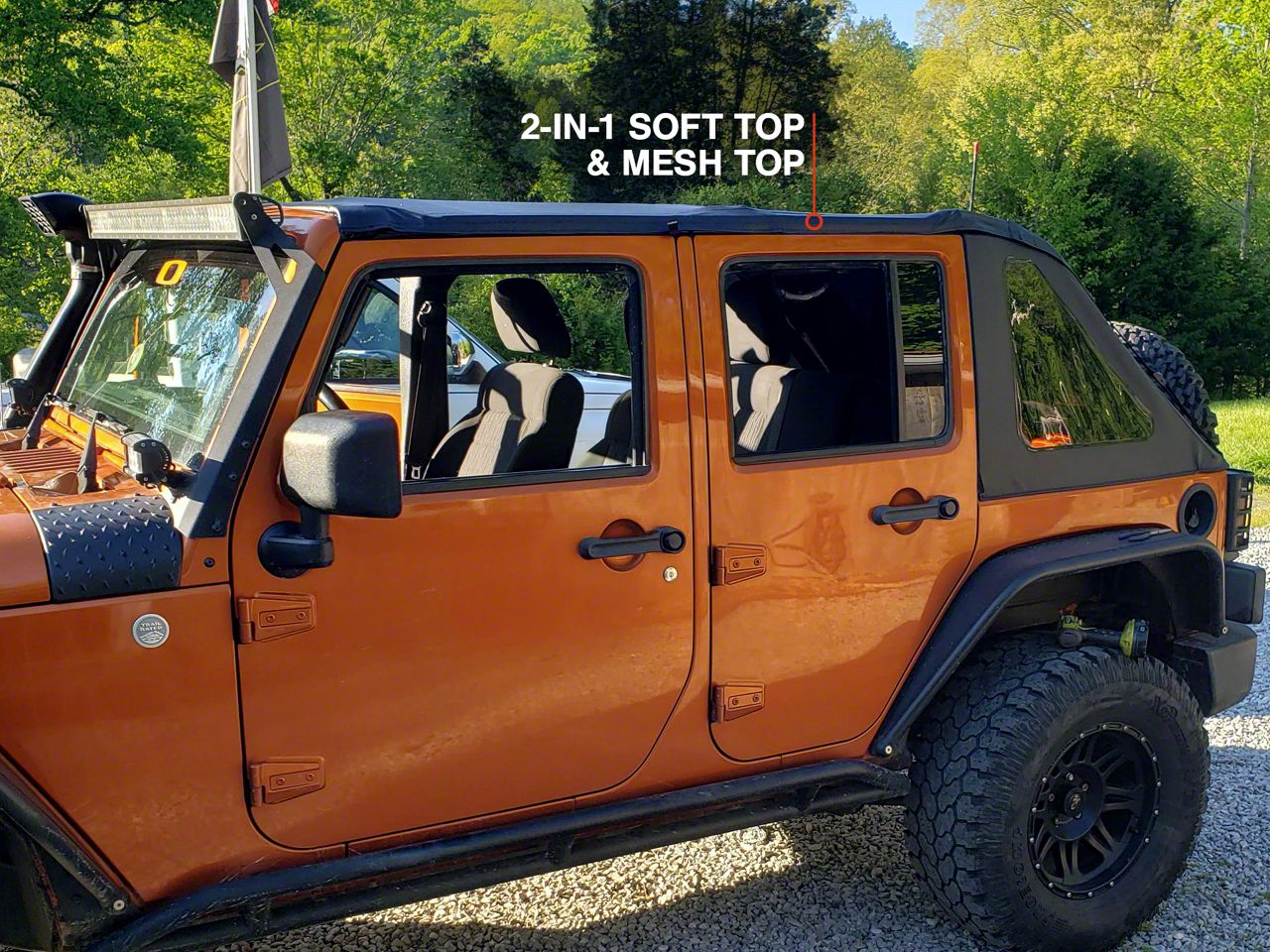 RedRock Jeep Wrangler Fastback 2-in-1 Soft Top; Black Diamond