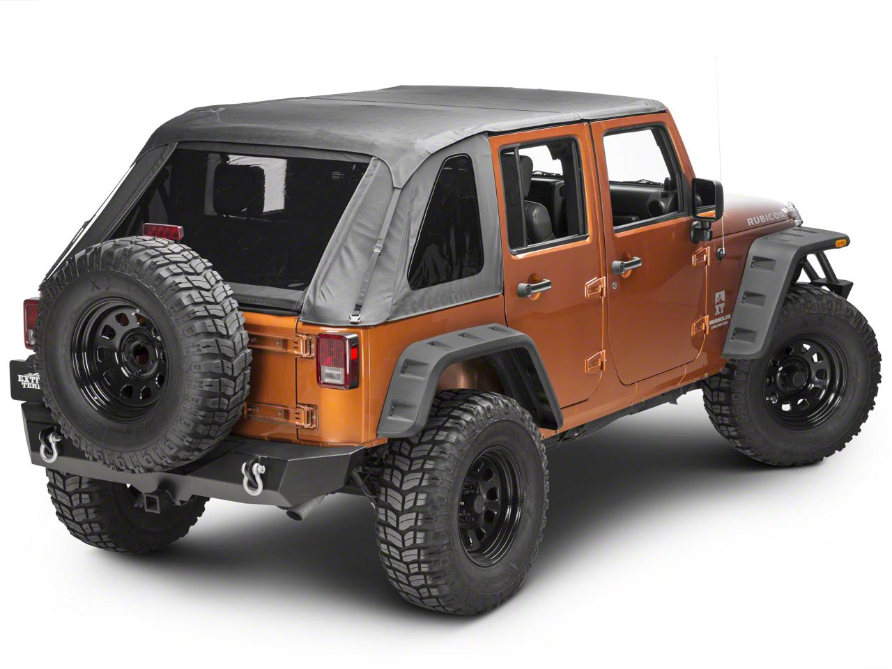 RedRock Jeep Wrangler Fastback 2-in-1 Soft Top; Black