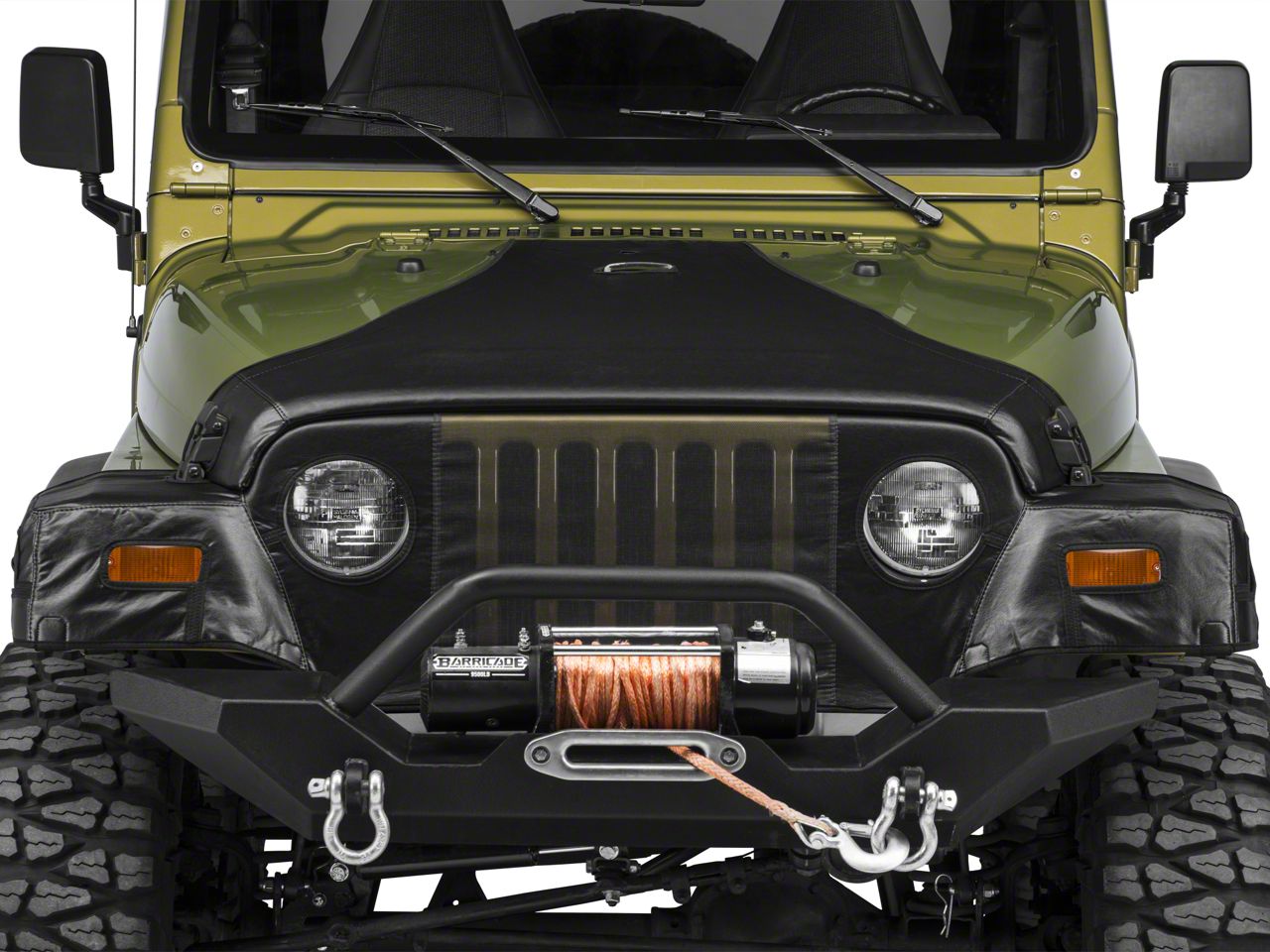 Savadi-Car Front Hood Bra Cover For Jeep Wrangler TJ 1997-2006 – Black Canvas, T-Style Protector