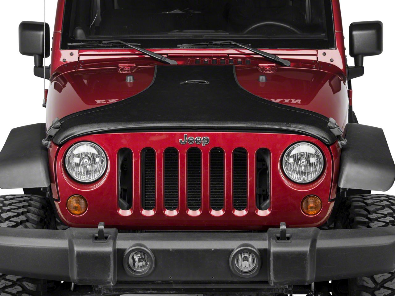 thumbnail image 2 of Black Canvas Hood Bra – T-Style Front Cover For Jeep Wrangler TJ (1997-2006) 2 of 6