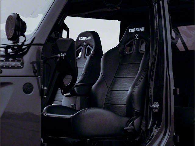 Corbeau Jeep Wrangler Baja XRS Suspension Seats; Black Vinyl Corbeau Jeep Wrangler Baja XRS Suspension Seats; Black Vinyl