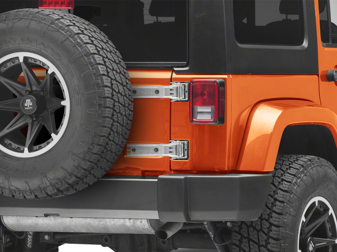 Jeep Wrangler JK Tailgate Hinge Set 2007-2018 - Textured Black With Bottle Opener