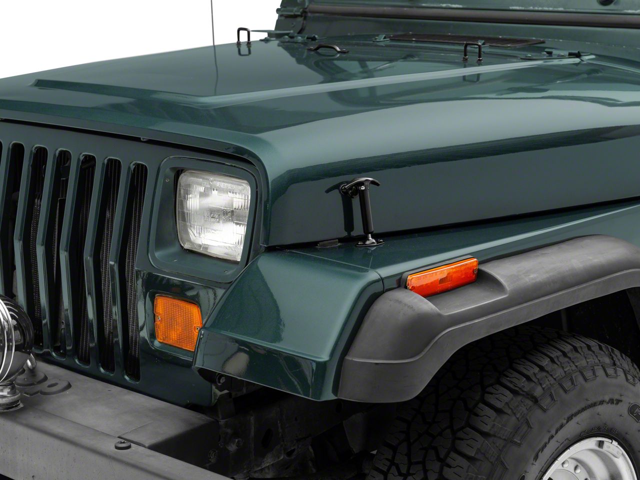 Smittybilt Jeep Wrangler Hood Catch Kit; Black 7601 (76-95 Jeep