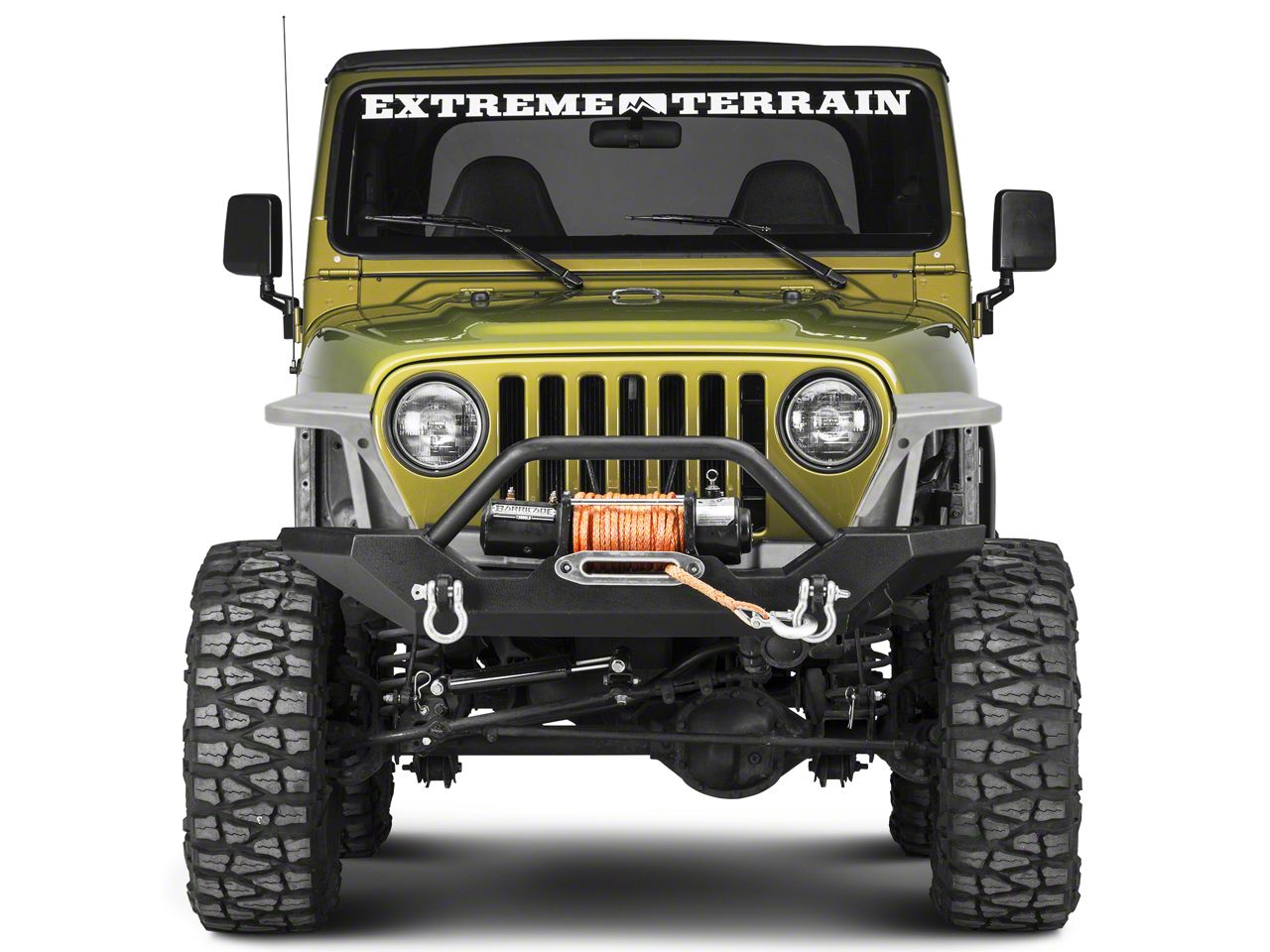 Poison Spyder Jeep Wrangler 3 in. Front DeFender XC Tapered Fender Flares -  Bare Steel 14-02-093 (97-06 Jeep Wrangler TJ)