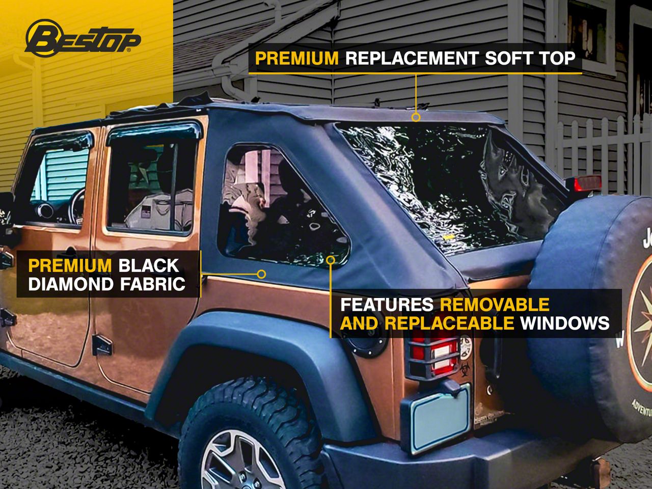 Bestop Jeep Wrangler Replace-A-Top for Trektop NX; Black Diamond