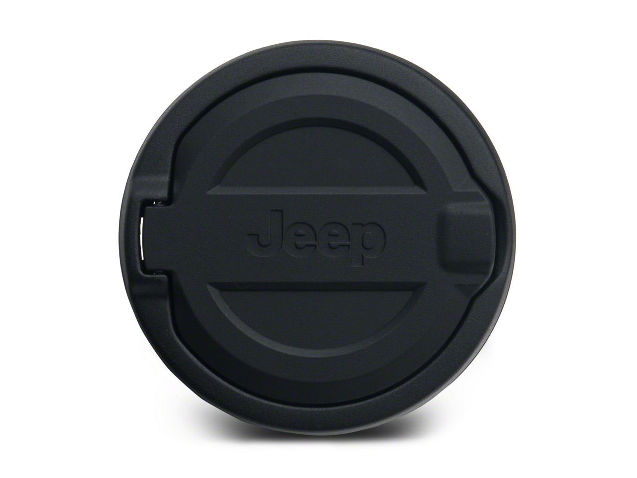 Mopar Jeep Wrangler Fuel Door with Jeep Logo; Black 82215123AB (18