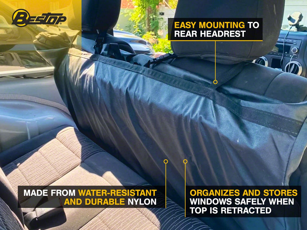 Bestop Jeep Wrangler Window Storage Bag for Trektop NX Glide Tops