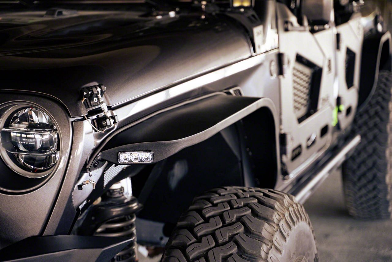DV8 Offroad Jeep Wrangler Slim Fender Flares with LED Turn