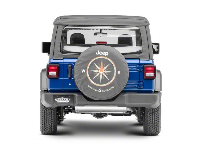 Mopar Jeep Wrangler Spare Tire Cover with Adventures Begin Here Logo; Black Denim J129628 (66-18 Jeep CJ5, CJ7, Wrangler YJ, TJ & JK) - Free Shipping Mopar Jeep Wrangler Spare Tire Cover with Adventures Begin Here Logo; Black Denim J129628 (66-18 Jeep CJ5, CJ7, Wrangler YJ, TJ & JK) - Free Shipping