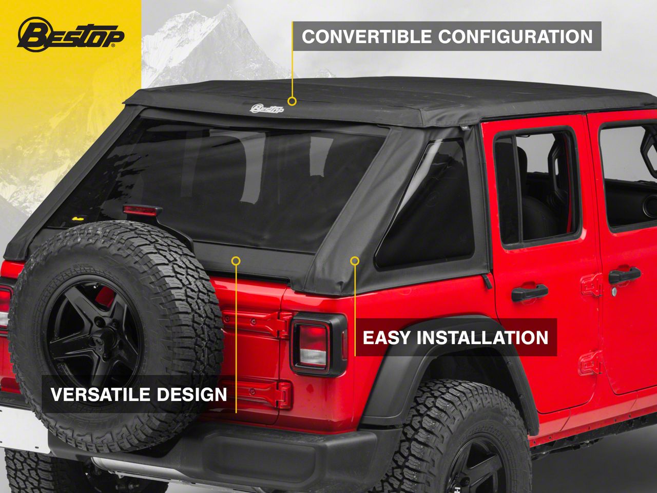 Bestop Jeep Wrangler Trektop NX Soft Top; Black Diamond 56863-35