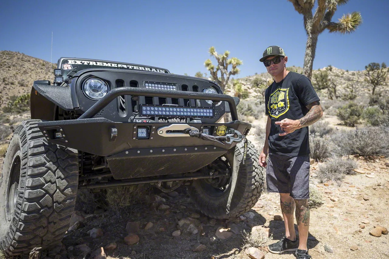 Deegan 38 by Mammoth Jeep Wrangler Front Bumper with KC HiLiTES