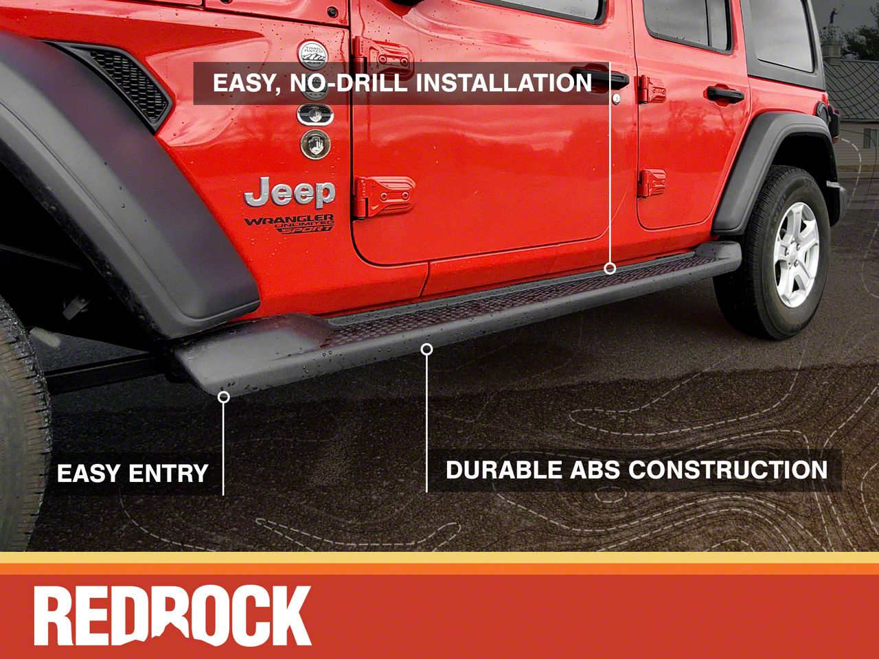 RedRock Jeep Wrangler Molded ABS OE Style Side Step Bars J133622