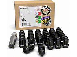 Black 6-Spline Lug Nut Kit; 14mm x 1.5; Set of 23 (18-26 Jeep Wrangler JL)