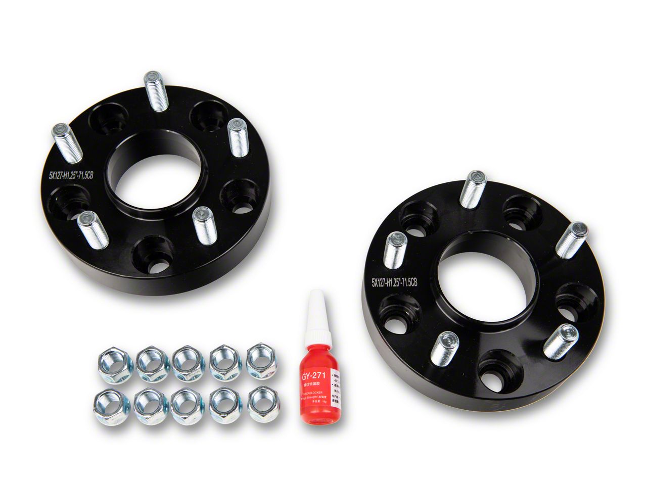 thumbnail image 2 of Rdcobra91 4Pc Black Jeep Wheel Spacers 1.25" 71.5 HubCentric + Red Spline Lug Nuts 5x5 2 of 5