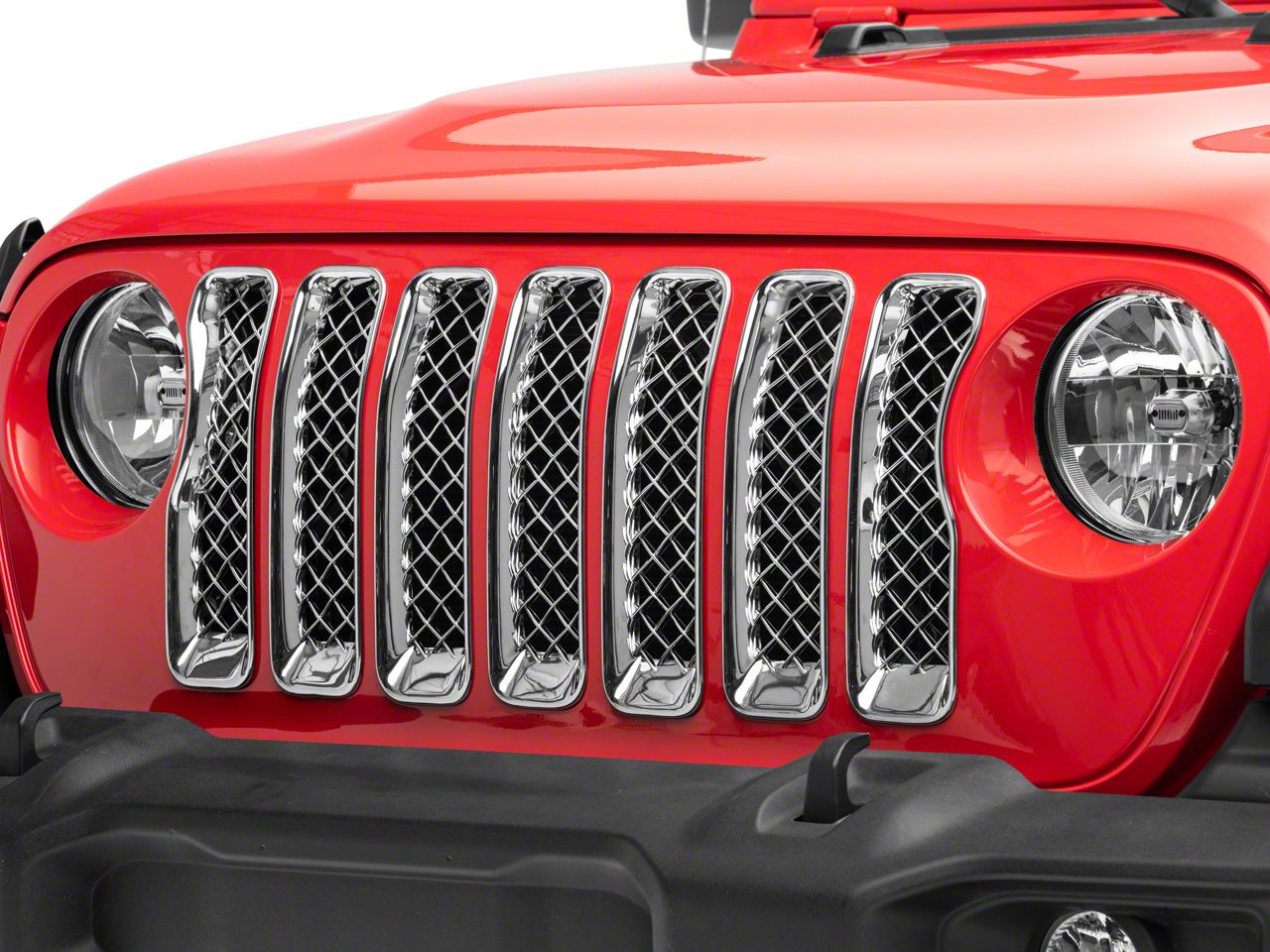 Jeep Wrangler Overlay Grille; Chrome (18-20 Jeep Wrangler JL Sport