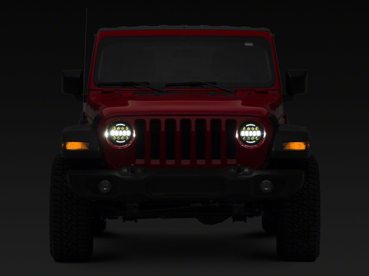 Jeep Wrangler 7-Inch LED Headlights with RGB Backlight; Black