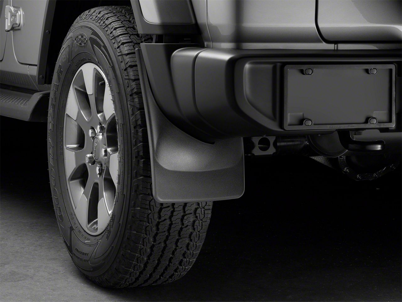 Weathertech Jeep Wrangler No-Drill Mud Flaps; Rear; Black 120097