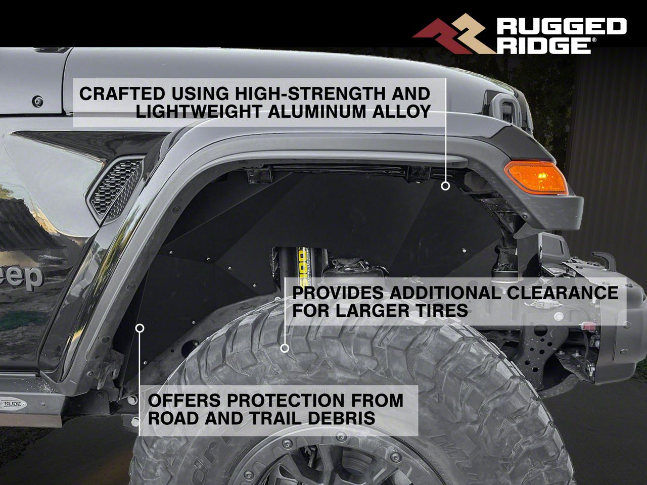 Rugged Ridge Jeep Wrangler Aluminum Front Inner Fender Liners