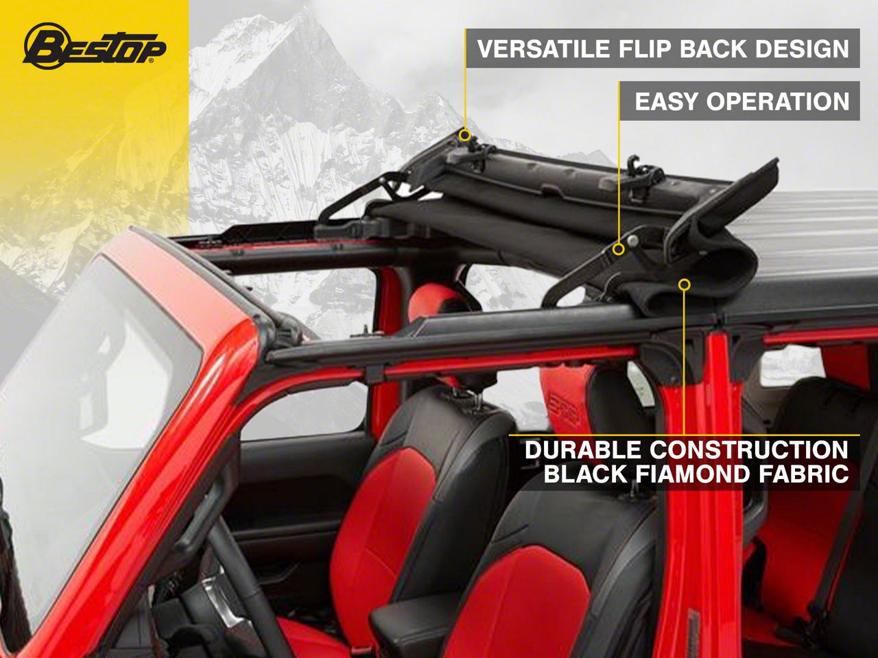 Bestop Jeep Wrangler 2-Piece Full Fabric Front Doors; Black