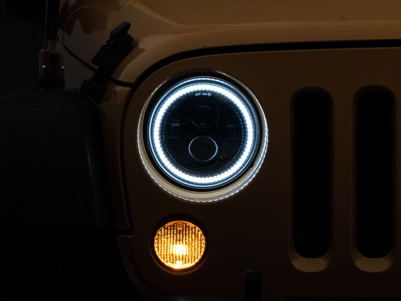 ⭐️ＨＡＬ⭐️ Oracle Jeep Wrangler 7-Inch Switchback LED Halo Headlights; Black