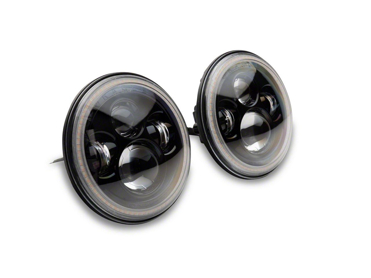 Oracle Jeep Wrangler 7-Inch Switchback LED Halo Headlights; Black
