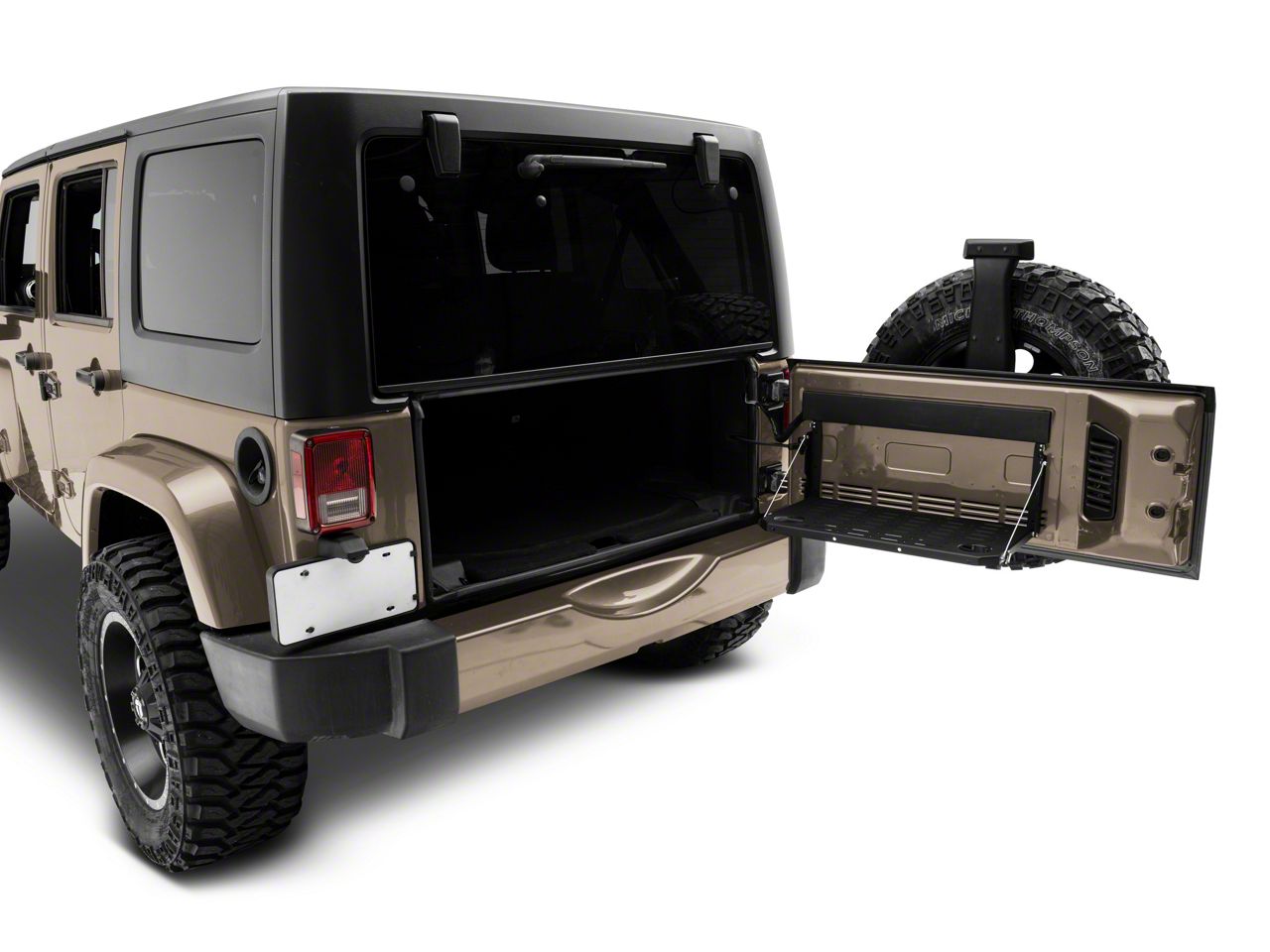Rough Country Folding Tailgate Table For Jeep Wrangler JK (2007-2018) - Black, Holds 75 Lbs