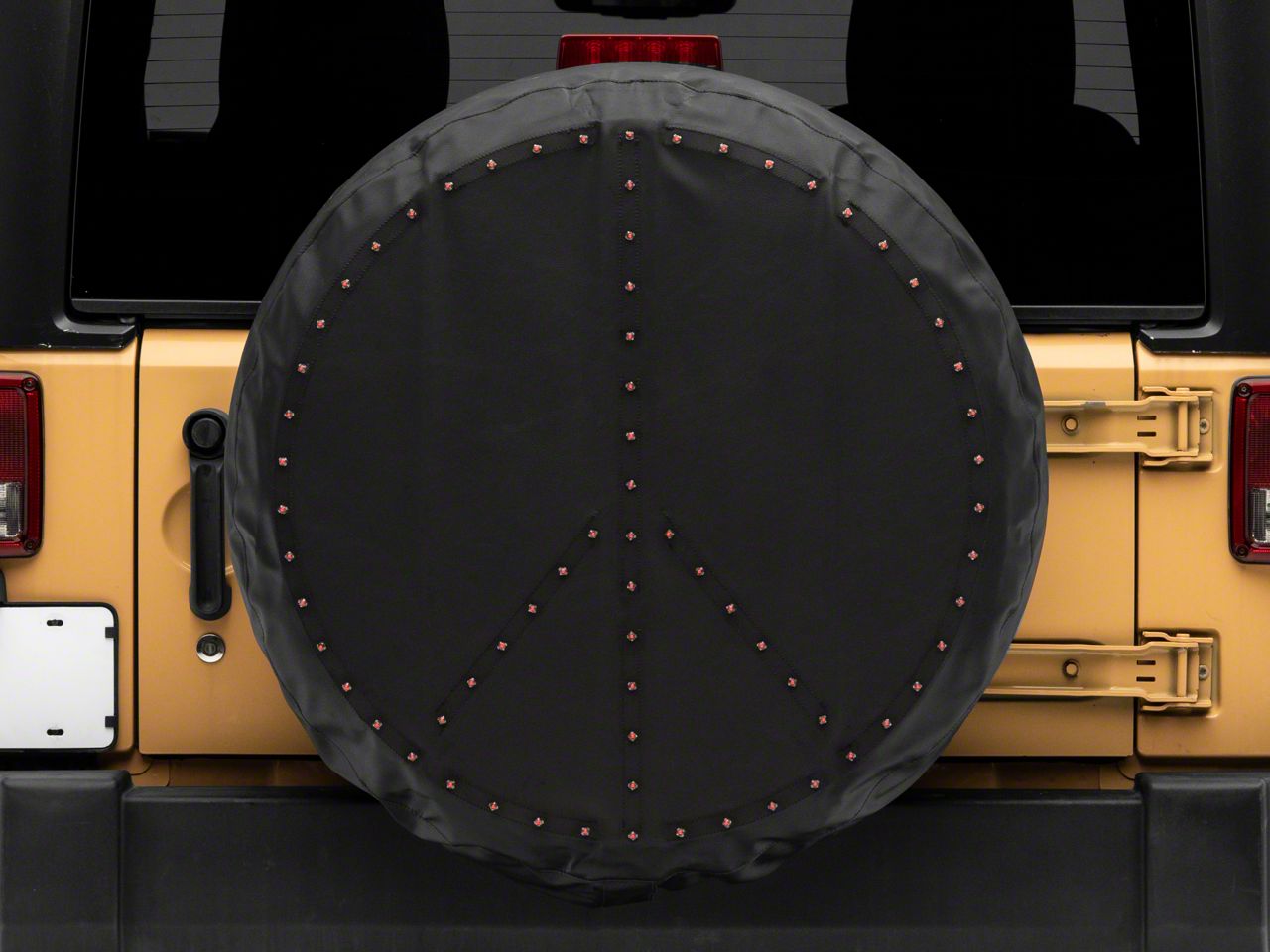 Jeep Wrangler Peace Sign LED Spare Tire Cover Red 33 to 35 Inch Tire Cover 66 18 Jeep CJ5 CJ7 Wrangler YJ TJ JK