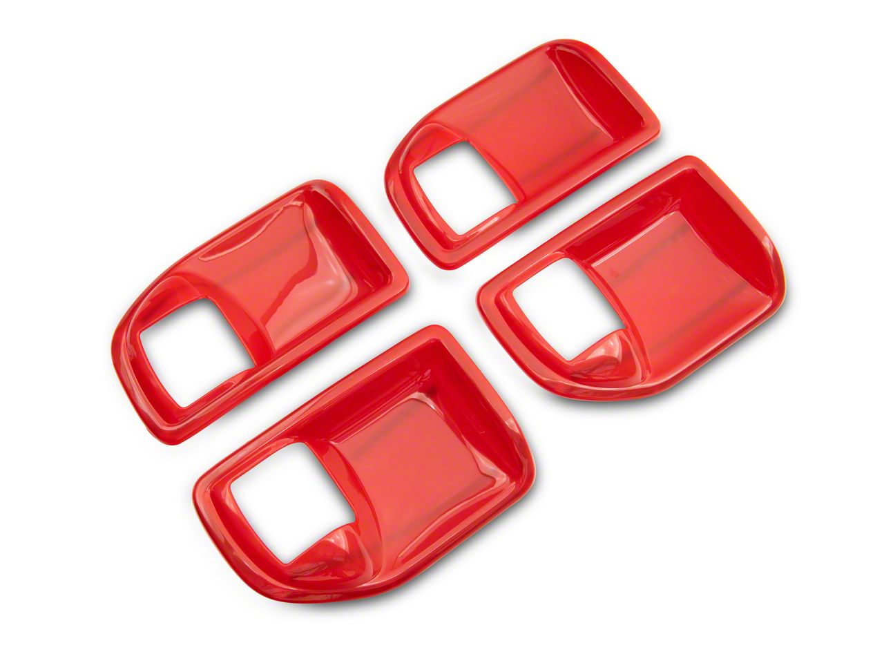 RedRock Jeep Wrangler Interior Door Handle Trim Bezels; Red