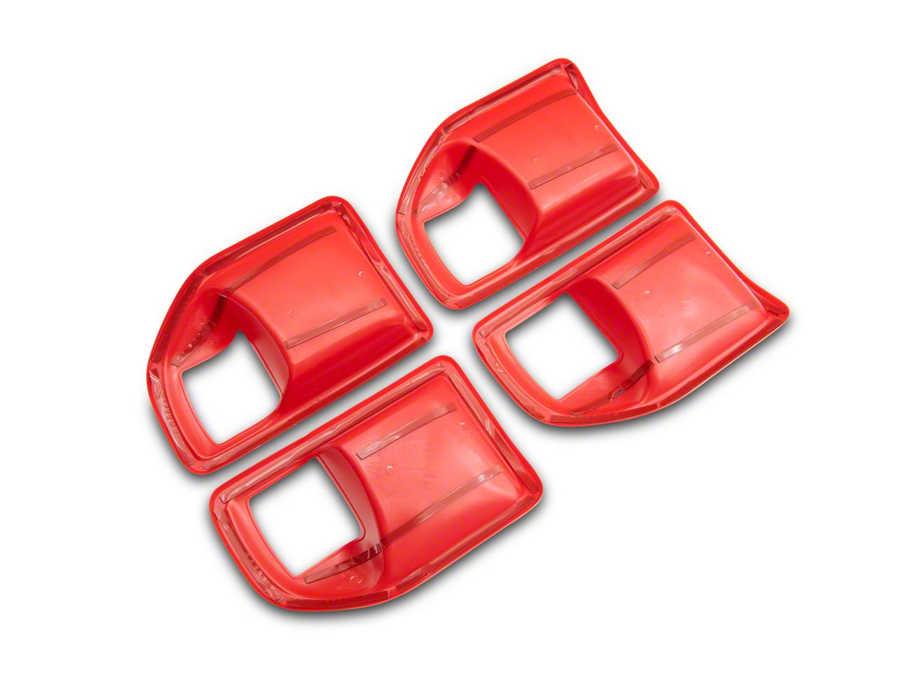 RedRock Jeep Wrangler Interior Door Handle Trim Bezels; Red