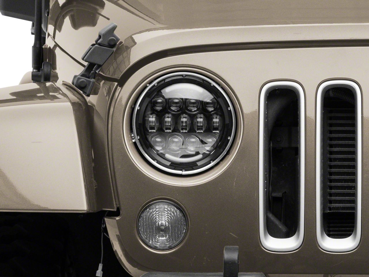 Raxiom Jeep Wrangler Axial Series 7-Inch LED Headlights with Raxiom Jeep Wrangler Axial Series 7-Inch LED Headlights with