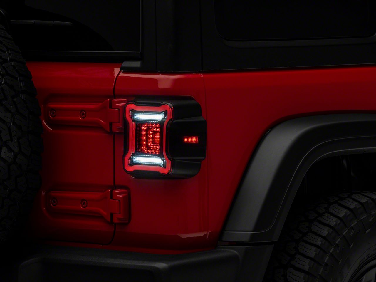Raxiom Jeep Wrangler Axial Series Plateau LED Tail Lights; Black