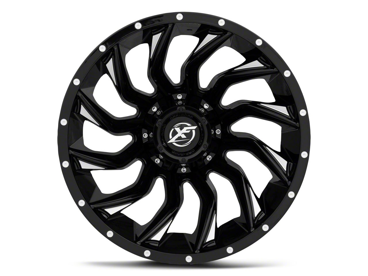 XF Offroad Jeep Wrangler XF-224 Gloss Black Milled Wheel; 20x12