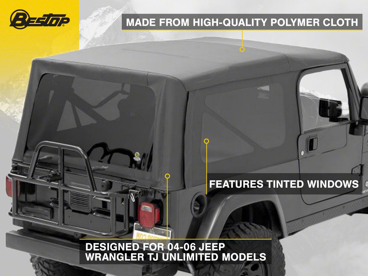 Bestop Jeep Wrangler Supertop NX Soft Top - Black Diamond