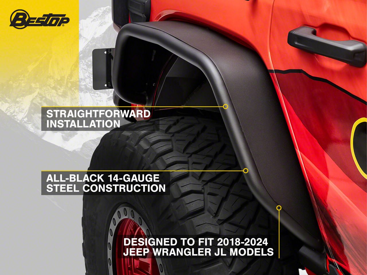 Bestop Jeep Wrangler HighRock 4x4 Granite Series Rear Fender Bestop Jeep Wrangler HighRock 4x4 Granite Series Rear Fender
