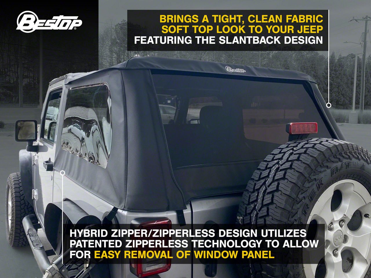 Bestop Jeep Wrangler Trektop NX Soft Top; Black Diamond 56852-35