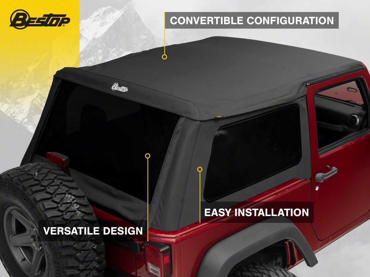 Bestop Jeep Wrangler Trektop NX Soft Top; Black Diamond 56852-35