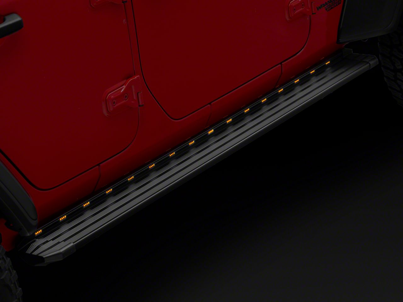 RedRock Jeep Wrangler Aluminum Side Step Bars with LED Running