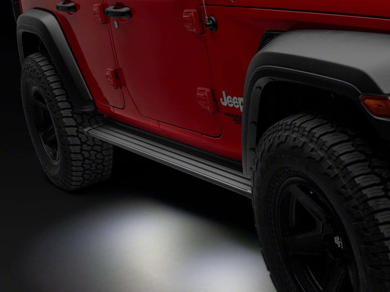 RedRock Jeep Wrangler Aluminum Side Step Bars with LED Running