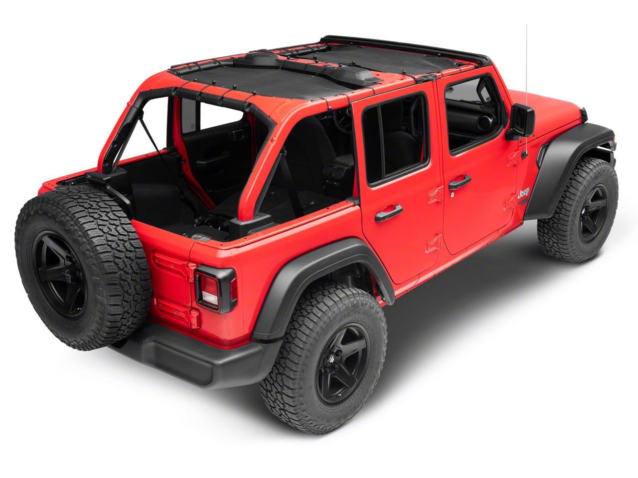 RedRock Jeep Wrangler Mesh Sun Shade; Front and Rear; Black