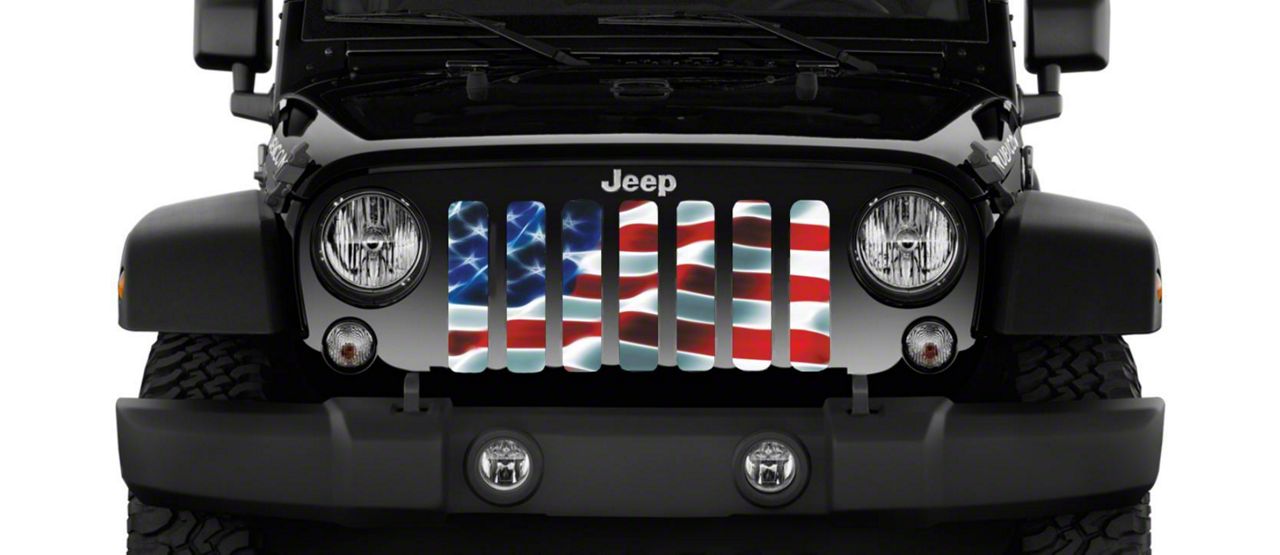Jeep Wrangler Grille Insert; Freedom American Flag (76-86 Jeep CJ5